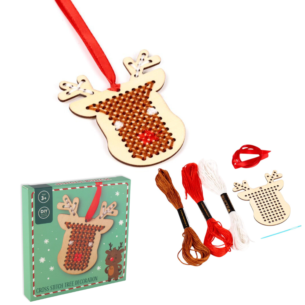 Kids Cross Stitch Christmas Tree Ornament | Complete Sewing Craft Kit