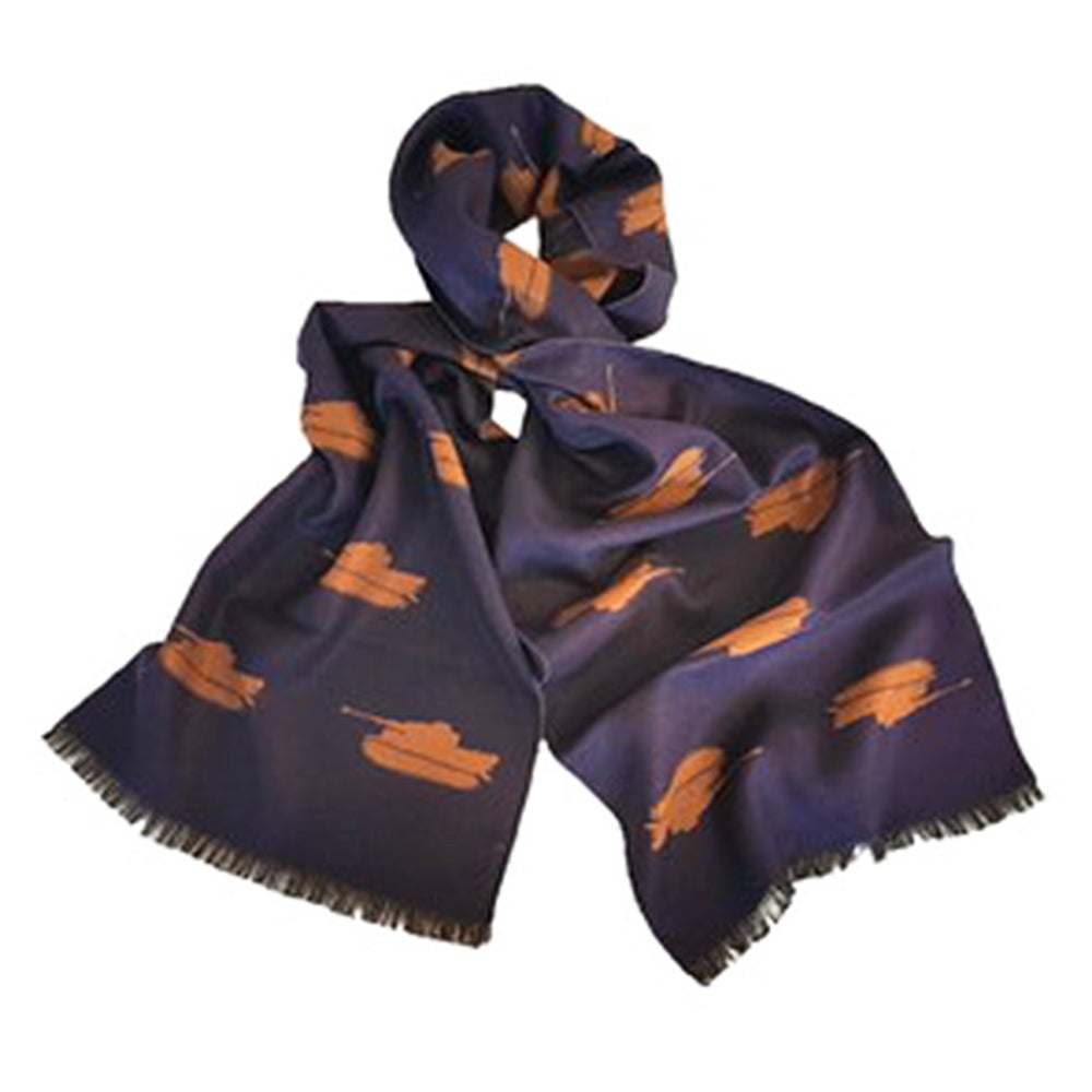 Tanks | Navy & Brown | Gents Scarf | 30cm Wide | Gift Idea