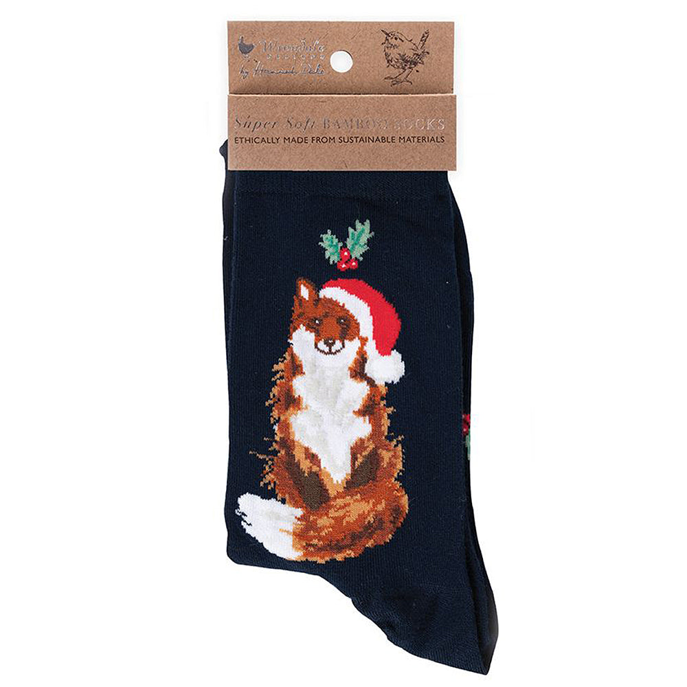 Festive Fox | Ladies Supersoft Bamboo Socks | One Size | Wrendale Designs