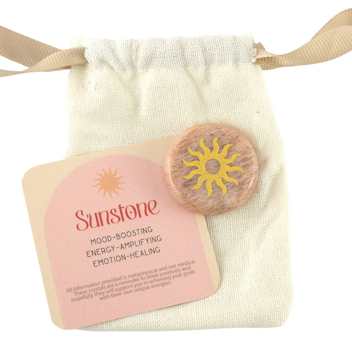 Sunstone Meditation Stone & Storage Bag | Single | Mini Gift | Cracker Filler