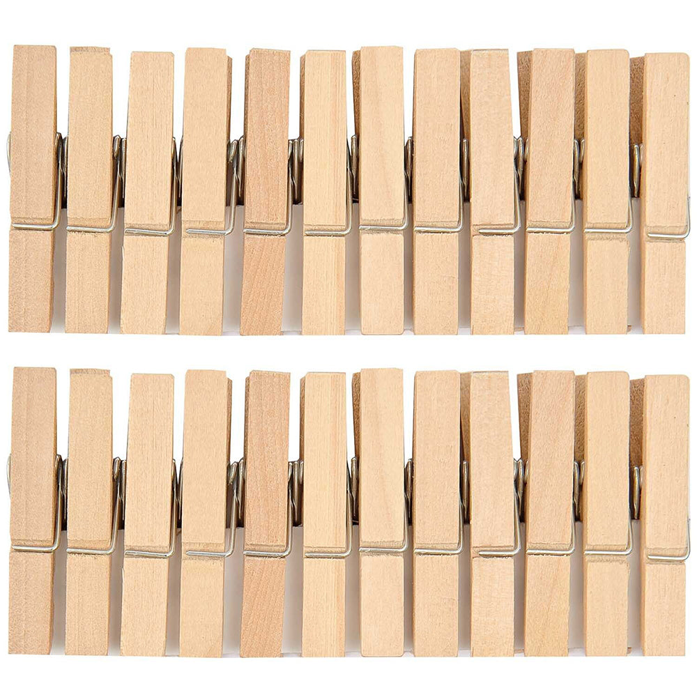 24 Natural Wooden Clothes Pegs | 4.5cm Long | Great for Advent Calendar Making