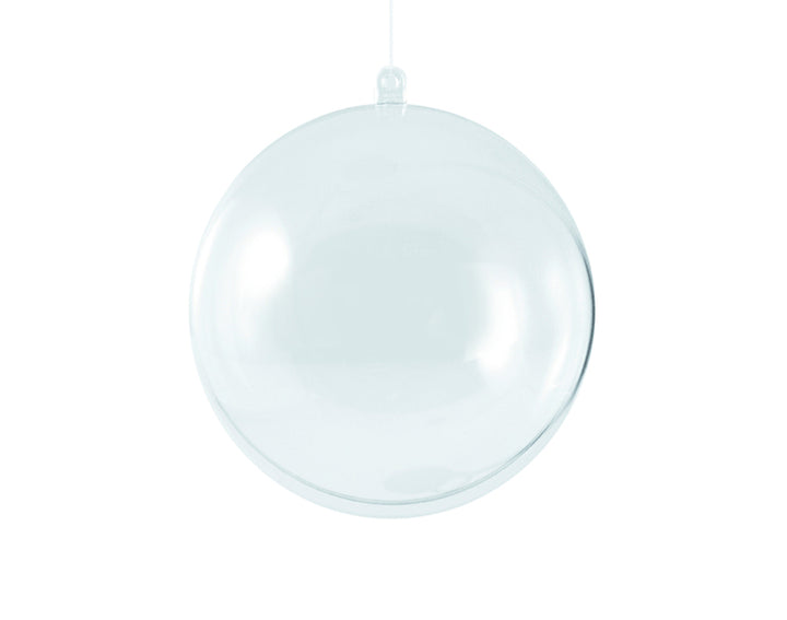 70mm | 6 Pack | Fillable Two-Part Transparent Plastic Bauble | Christmas Ornament