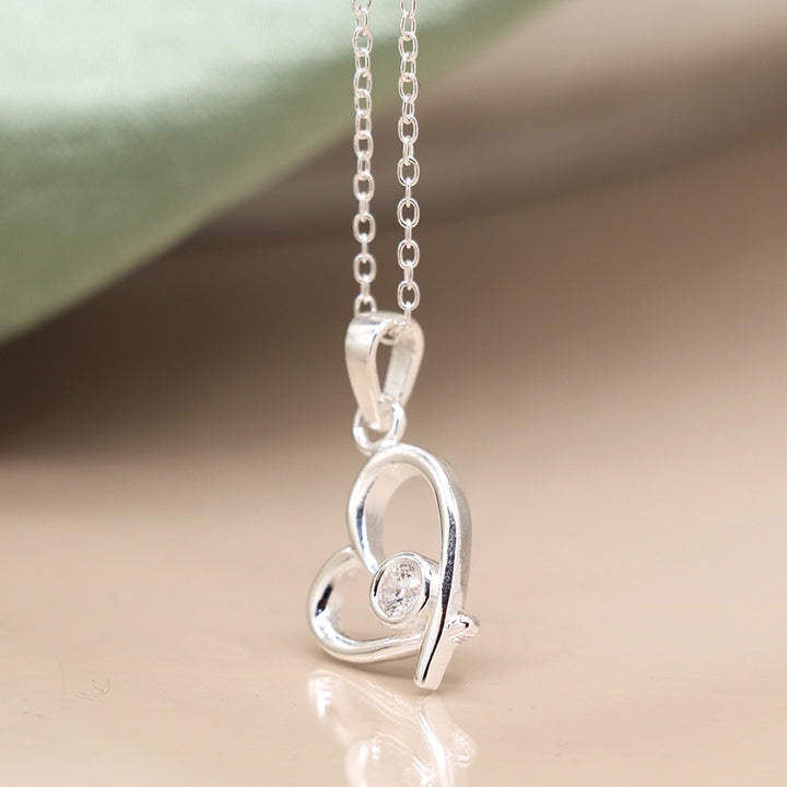 Sterling Silver Heart & CZ Crystal Necklace | Mini Gift | Cracker Filler