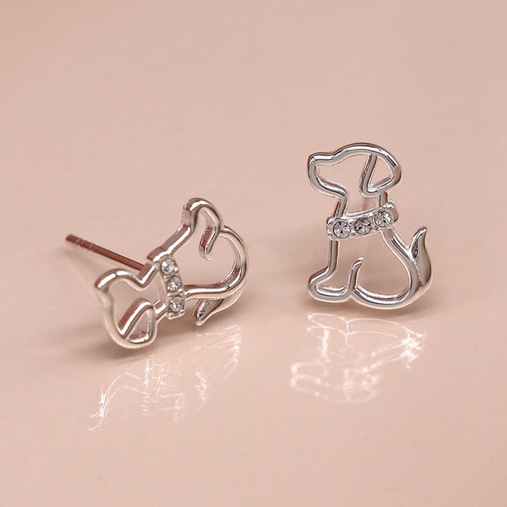 Sterling Silver Puppy Dog Crystal Stud Earrings | Mini Gift | Cracker Filler