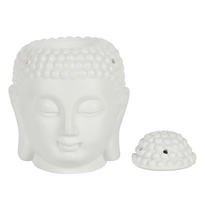 Buddha Head | Oil Burner | White Ceramic | 17cm Tall
