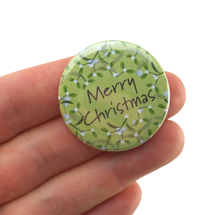 Simply Mistletoe | Merry Christmas | 38mm Pin Badge | Little Gift | Cracker Filler