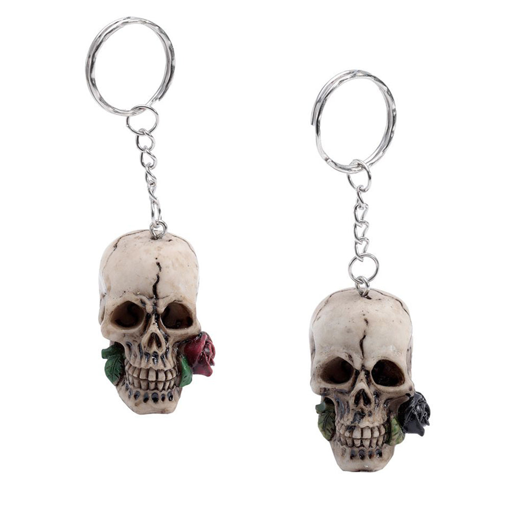 Skulls and Roses Resin Keyring | Gothic | Single | Little Gift | Cracker Filler