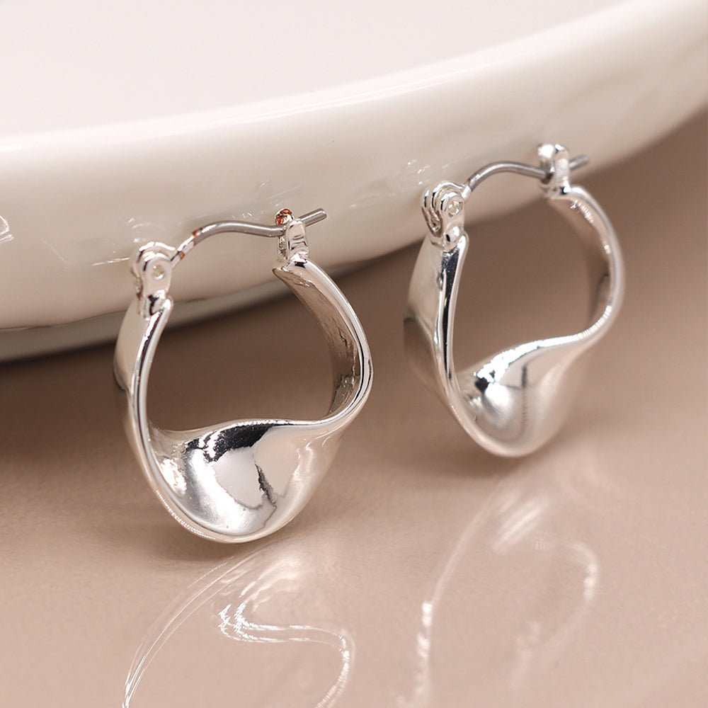 Smooth Twisted Hoop Earrings | Silver Plated | Mini Gift | Cracker Filler