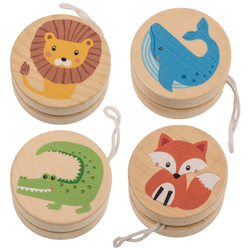 Wooden Yo-Yo | Wild Animal Design | Single | Mini Gift | Cracker Filler