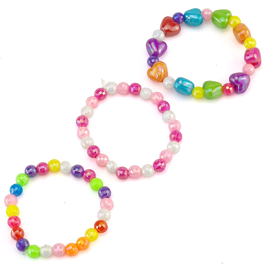 Bright Bead Bracelet Trio for Girls Mini Gift Cracker Filler