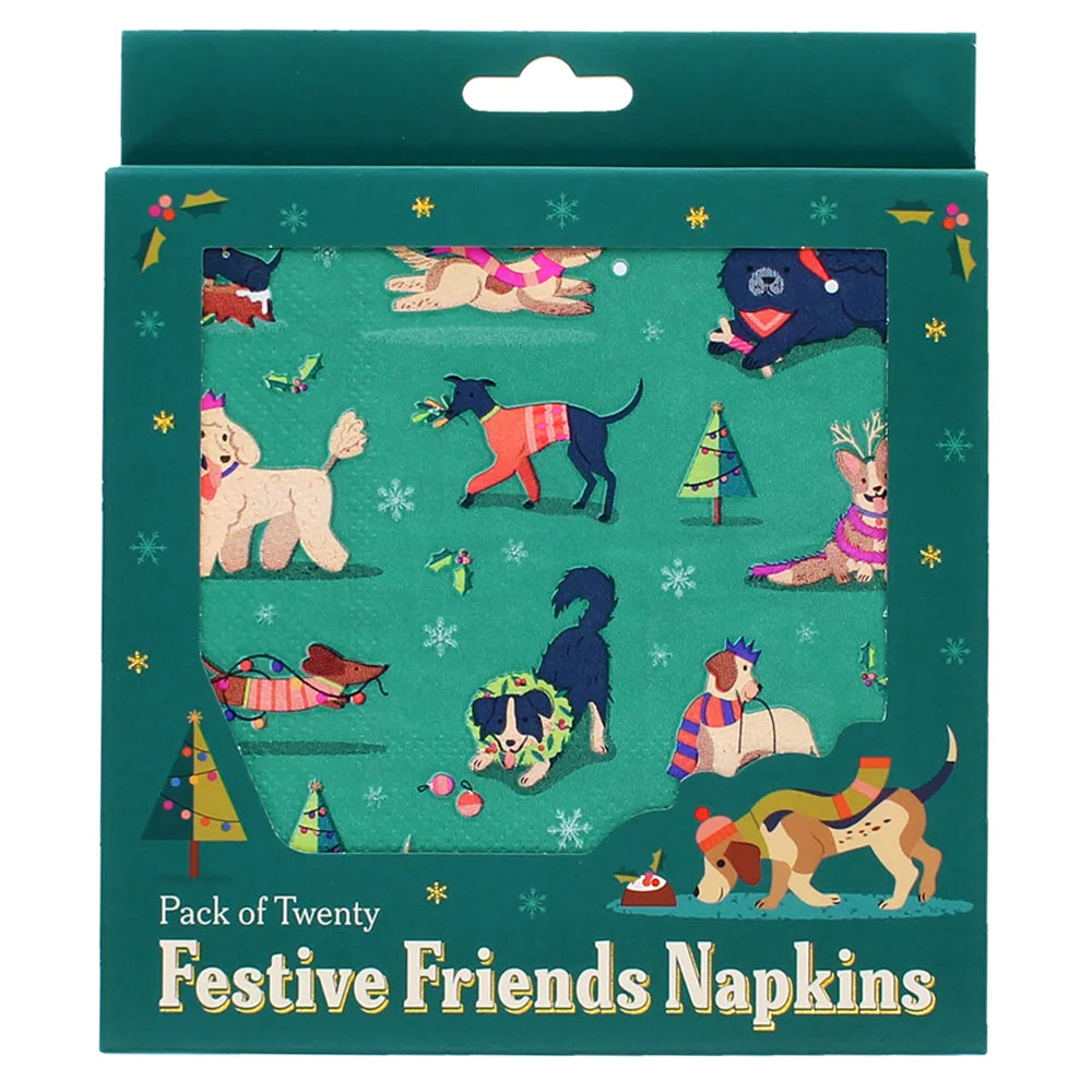 Festive Christmas Dogs Paper Napkins | Pack of 20 | 2 Ply