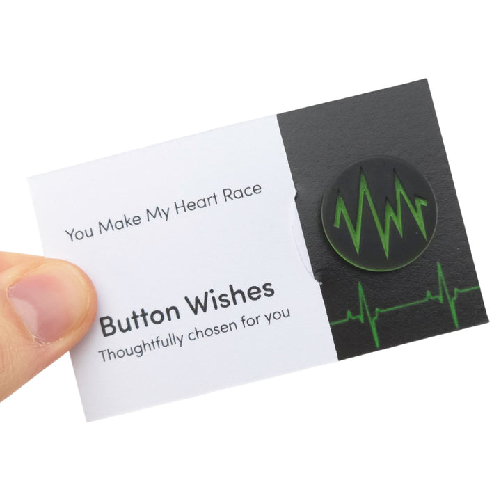 You Make My Heart Race | Button Wishes Sew On Token | Little Gift | Cracker Filler
