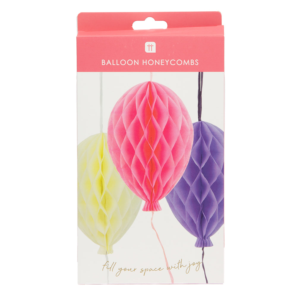Trio of Paper Honeycomb Balloons | Party & Room Decorations | Pastel Colours