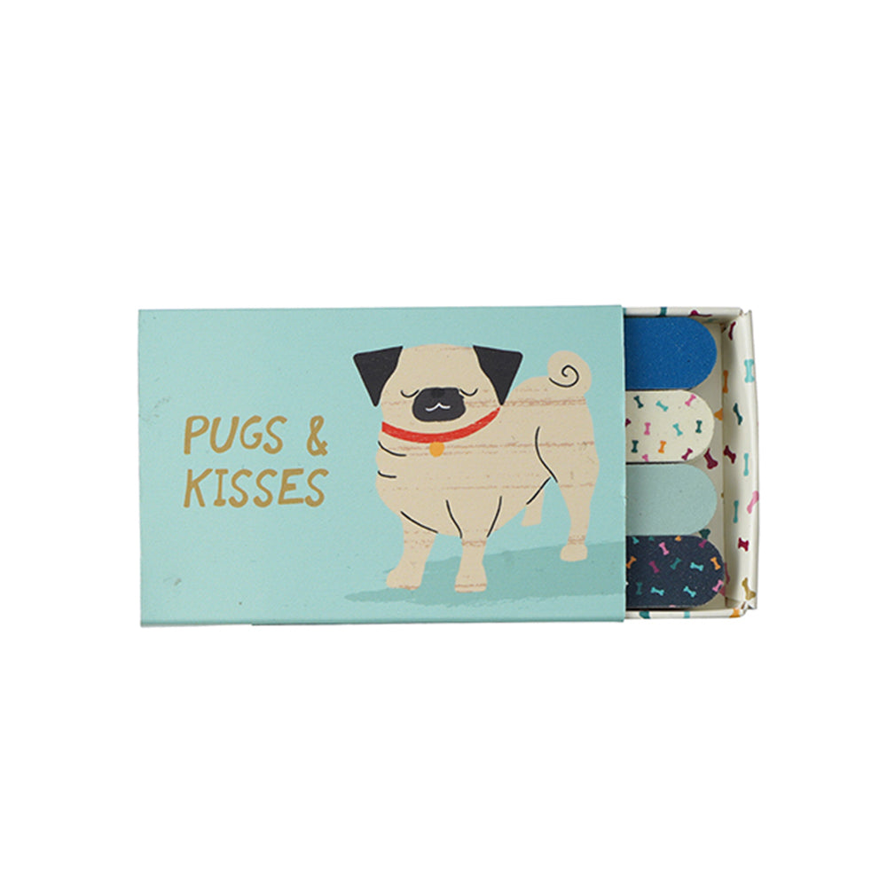 Pugs & Kisses | Box of 8 Pug Doggy Nail Files | Matchbox Gift | Cracker Filler