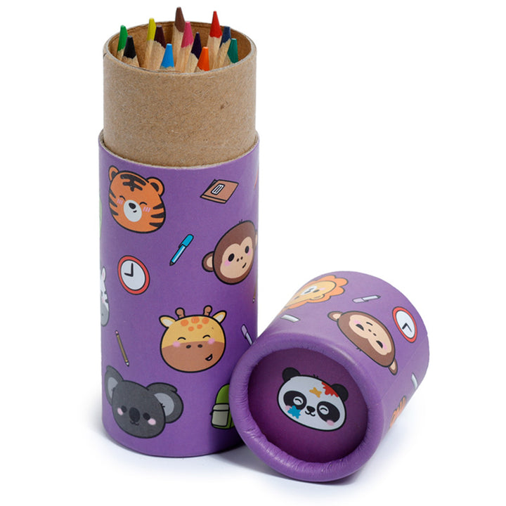 Cute Zoo | Tube of Pencil Crayons for Kids | Single | Little Gift | Cracker Filler