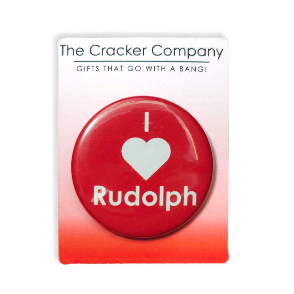 I Love Rudolph | 38mm Button Pin Badge | Little Gift | Cracker Filler