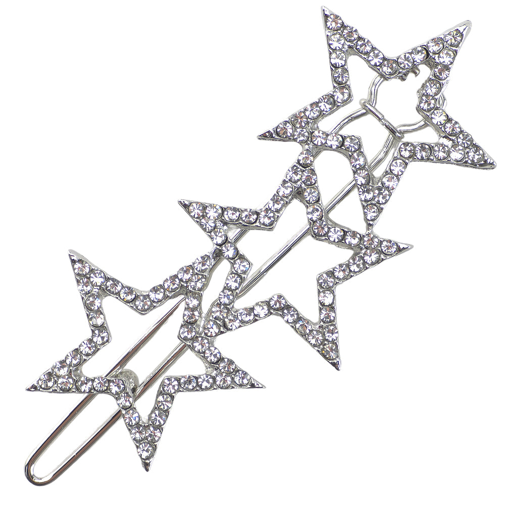 Triple Star Crystal Hair Clip | 5cm Long | Mini Gift | Cracker Filler