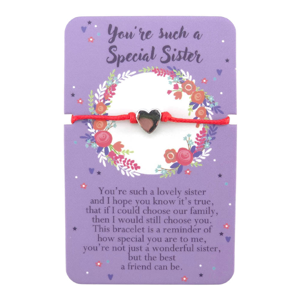 Special Sister Cord Bracelet | Heart Warming Words | Cracker Filler Little Gift