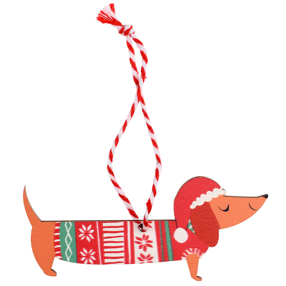 Sausage Dog | Dachshund Wooden Christmas Decoration | Little Gift | Cracker Filler
