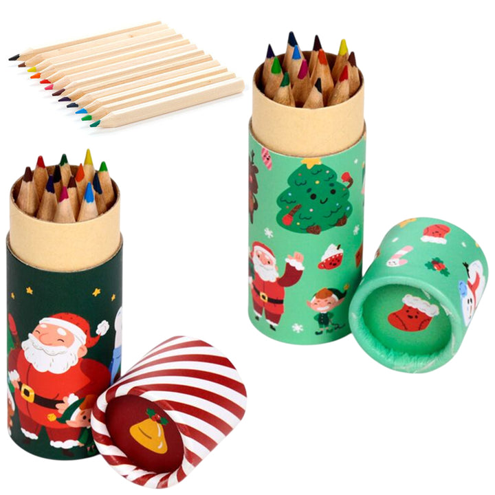 Christmas Fun | Tube of Pencil Crayons for Kids | Single | Cracker Filler