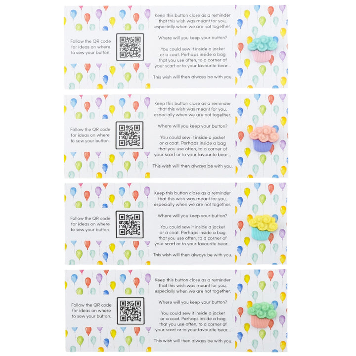 Happy Birthday | Cupcake | Button Wishes Sew On Token | Mini Cracker Filler Gift