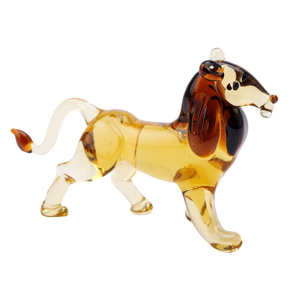 Small Glass Lion Ornament | 10cm Long | Little Gift
