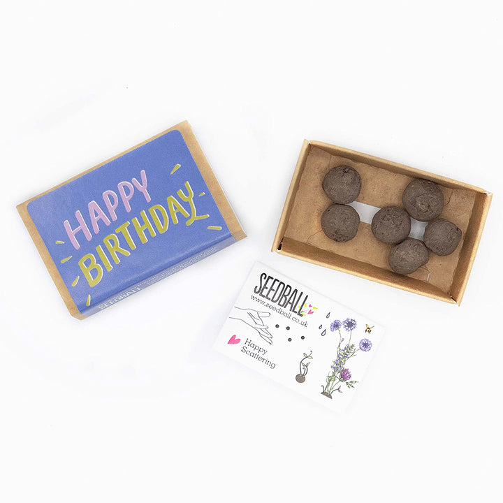 Happy Birthday | Matchbox of 6 Seedballs | Cracker Filler | Mini Gift