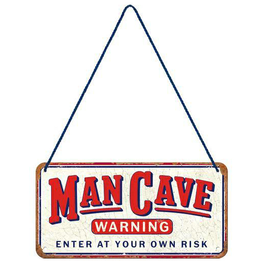 Man Cave Warning | Embossed Tin Sign | 20cm x 15cm
