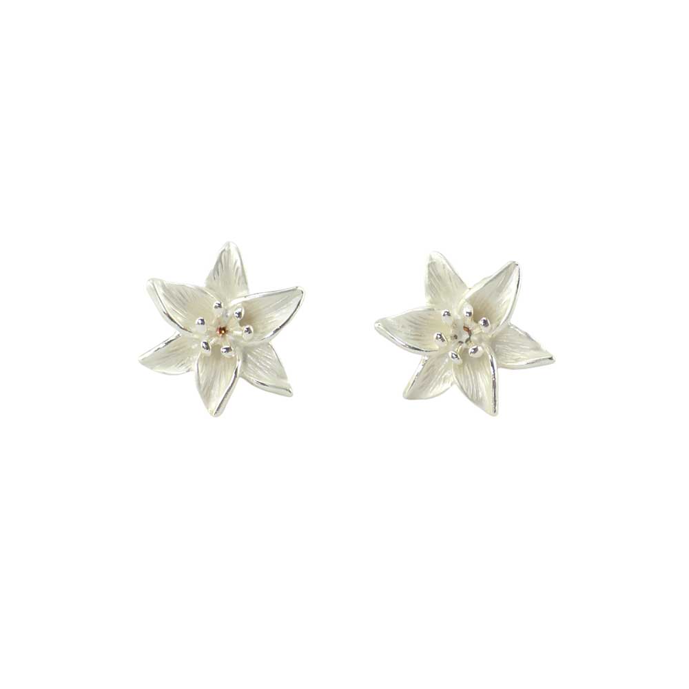 White Lily | Clip On Silver Tone Earrings | Little Gift | Cracker Filler