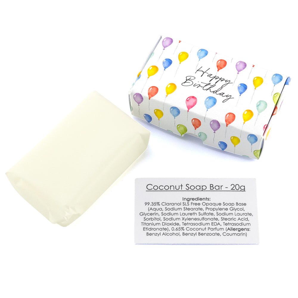 Happy Birthday | Coconut | 20g Travel Soap Bar | Little Gift | Cracker Filler