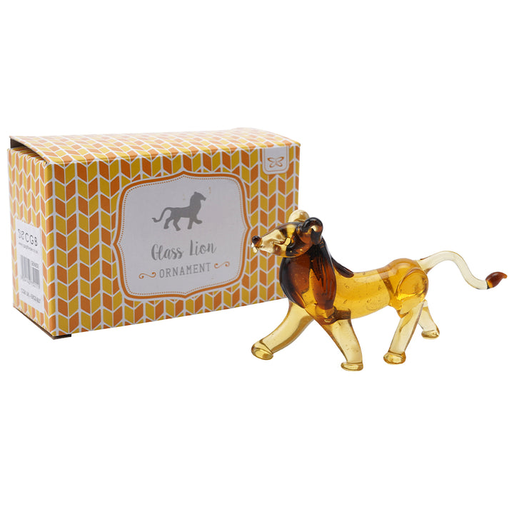 Small Glass Lion Ornament | 10cm Long | Little Gift