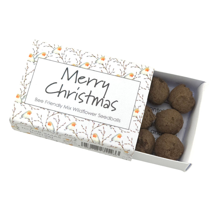 Willow & Robin | Merry Christmas Bee Mix 6 Seedballs | Cracker Filler Mini Gift