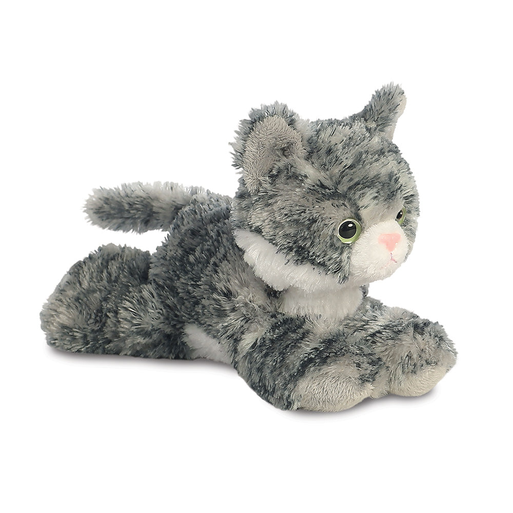 Little Plush Grey Tabby Cat Soft Cuddly Toy | 20cm Long