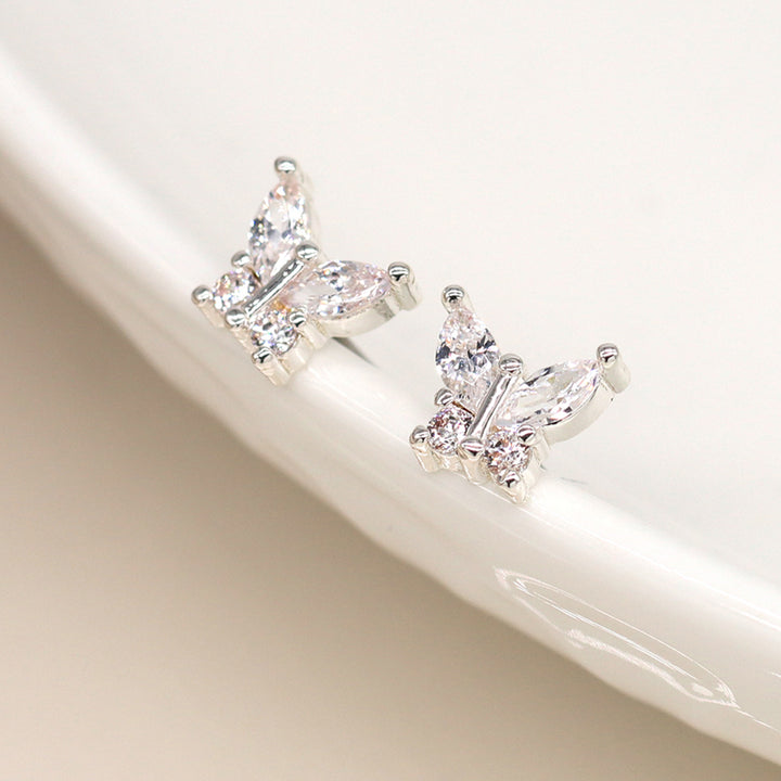 Silver Plated Crystal Butterfly Earrings | Mini Gift | Cracker Filler