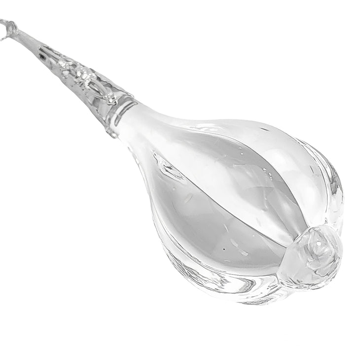 Clear Crystal Drop | Christmas Hanging Decoration | Ribbed Ball | Gisela Graham