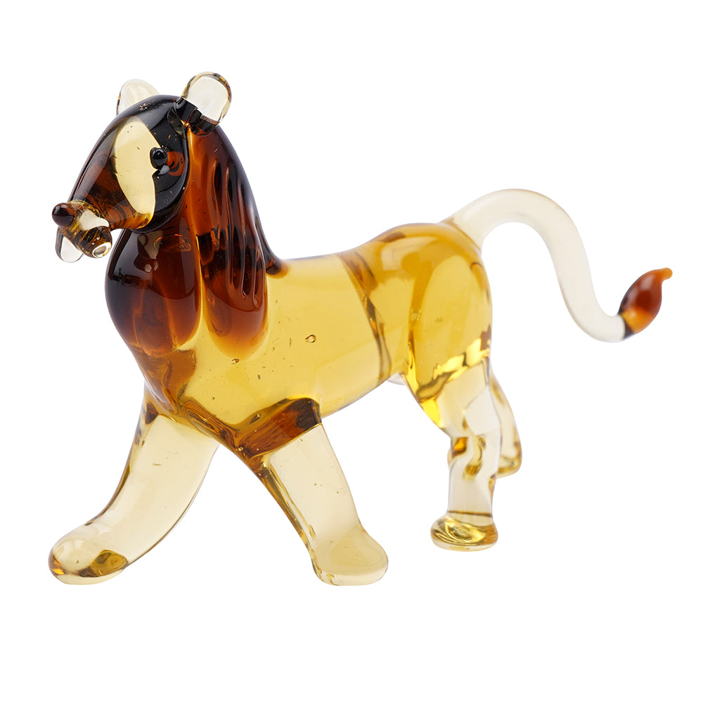 Small Glass Lion Ornament | 10cm Long | Little Gift