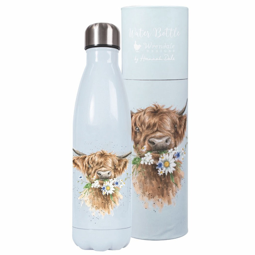 Daisy Coo Highland Cow Isotherm Water Bottle - 500ml | Wrendale Designs Gift