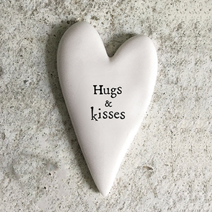 Hugs & Kisses | Little Ceramic Heart Token | Mini Gift | Cracker Filler