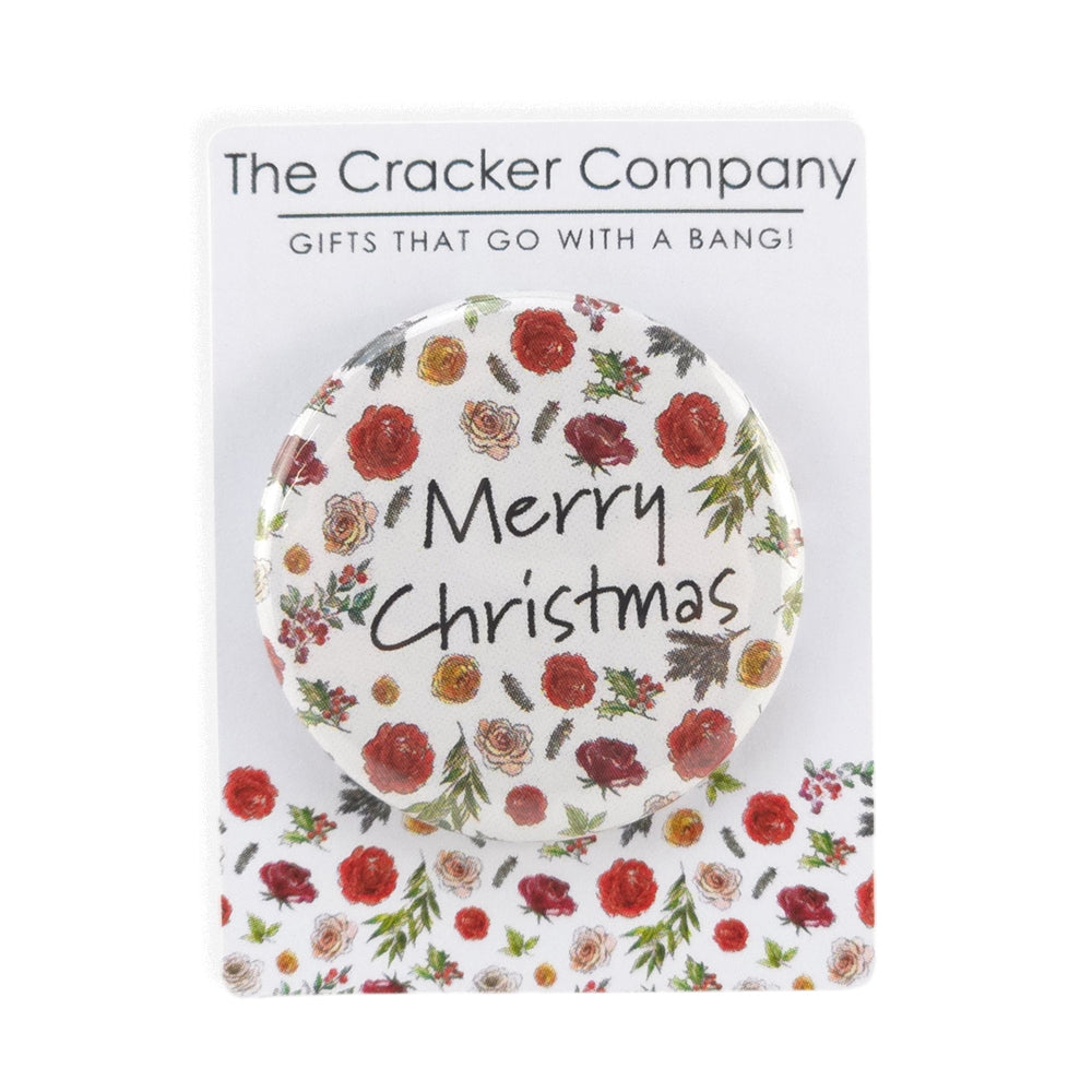 Christmas Flora | Merry Christmas | 38mm Pin Badge | Little Gift | Cracker Filler