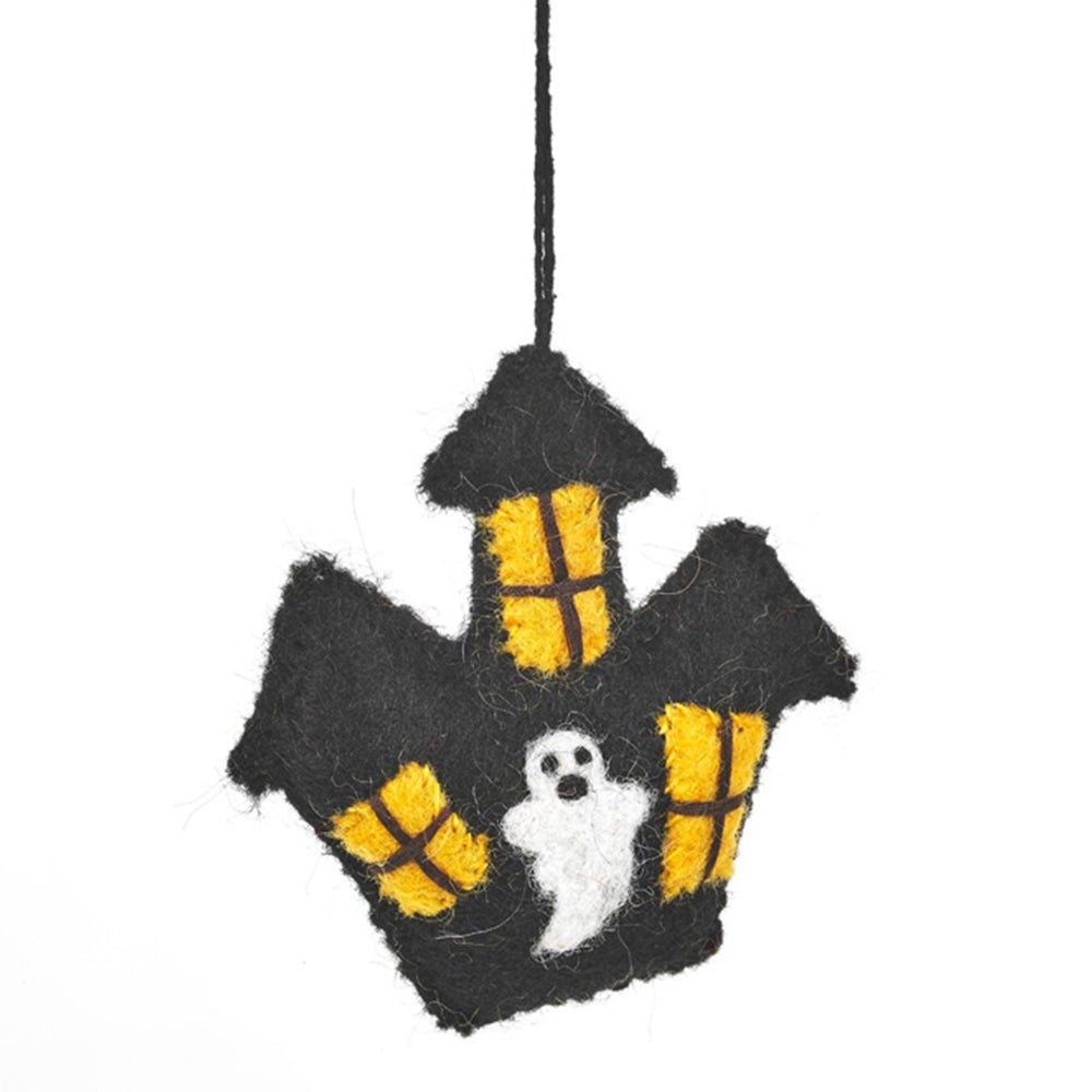 Handmade Felt Haunted House Hanging Decoration for Halloween | Fairtrade Felt