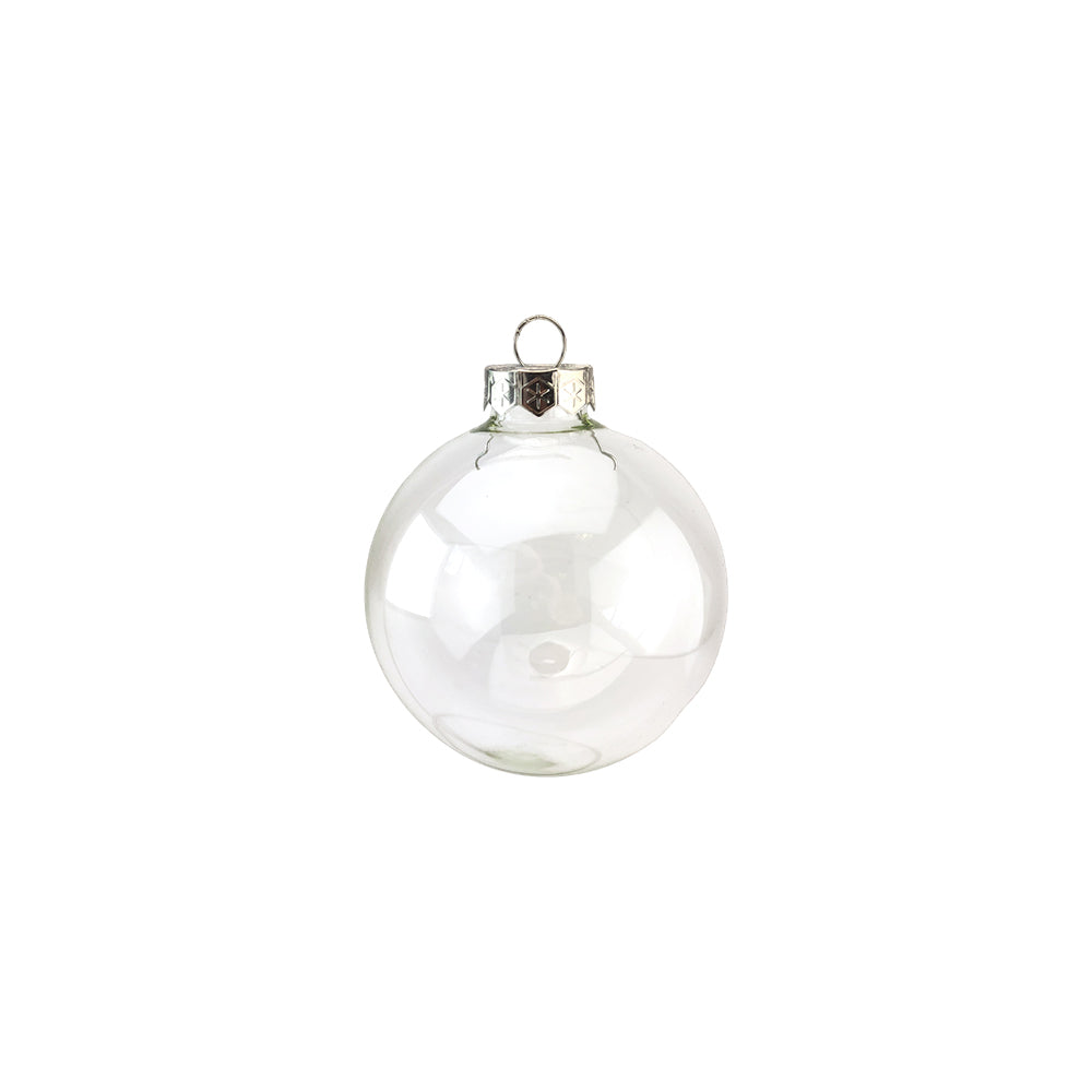 8 7cm Clear Fillable Glass Christmas Tree Bauble Decorations