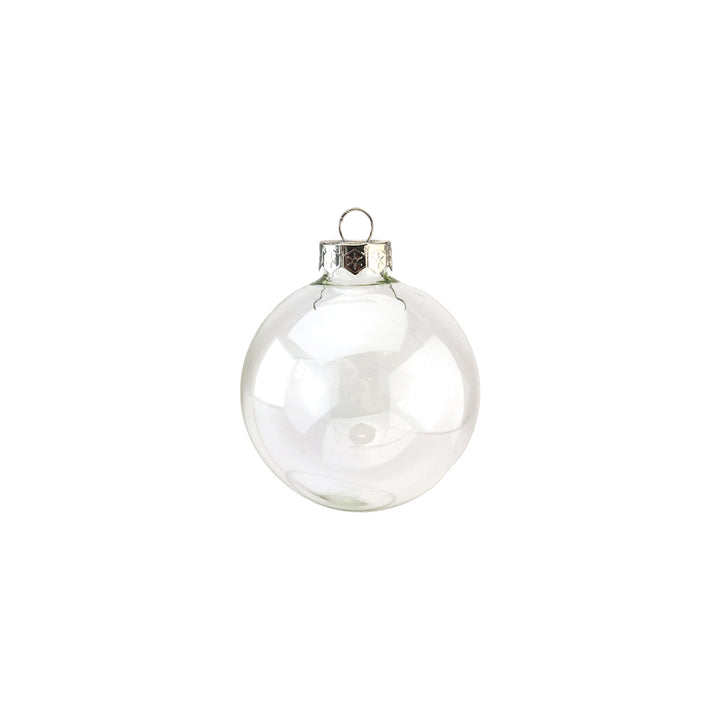 8 7cm Clear Fillable Glass Christmas Tree Bauble Decorations