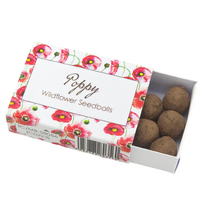 Watercolour Poppies | 6 Seedball Box | Cracker Filler | Little Gift