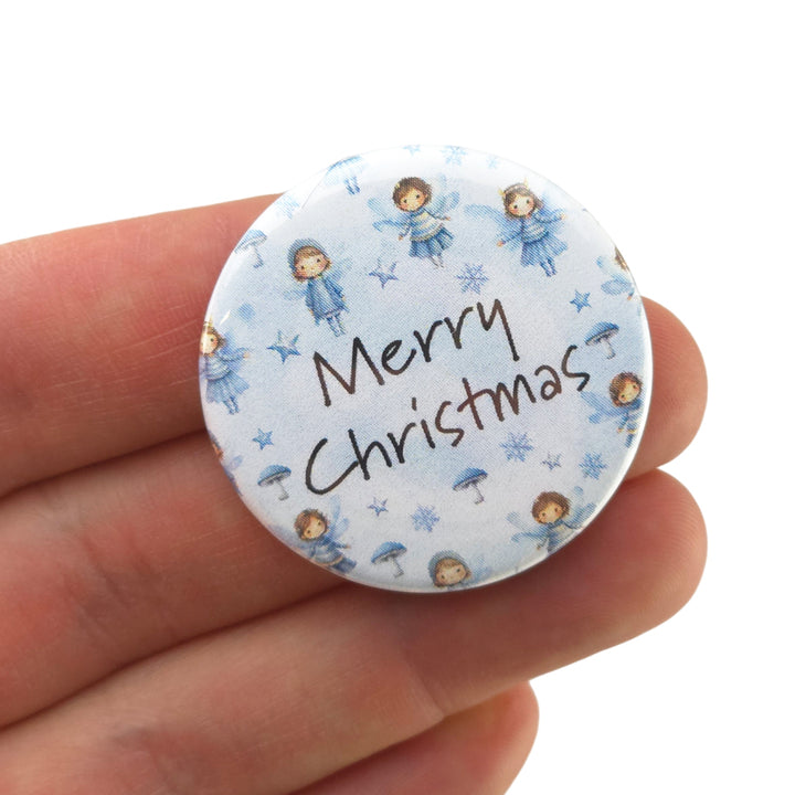 Winter Fairies | Merry Christmas | 38mm Pin Badge | Little Gift | Cracker Filler