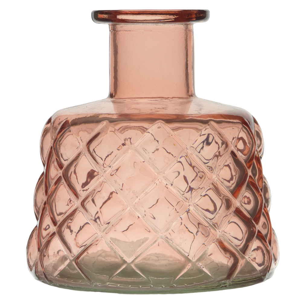 Dusky Pink Trellis | Stubby Glass Vase | 13cm Tall | Gisela Graham