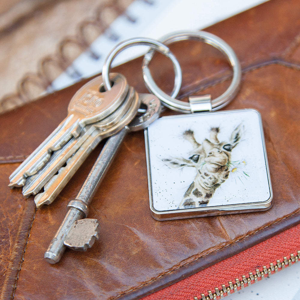 Wrendale Designs 'Flowers' Giraffe Metal Keyring | Cracker Filler | Little Gift
