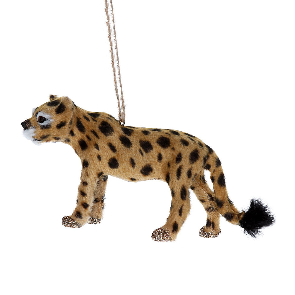 Faux Fur Cheetah Tree Ornament | Wild Animal Christmas Decoration