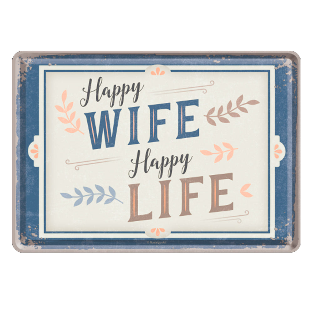 Happy Wife Happy Life | Embossed Tin Sign | 20cm x 15cm