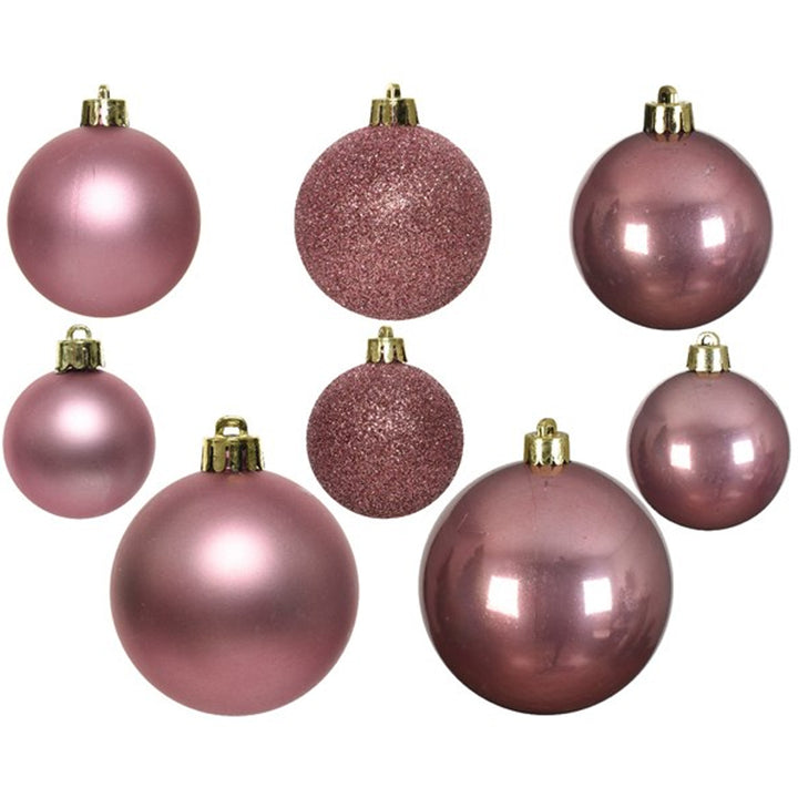 26 Piece Shatterproof Assorted Velvet Pink Christmas Baubles | Sizes 6cm to 9cm