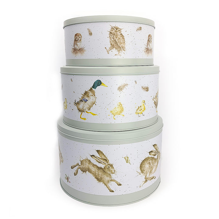 Set of 3 Country Animal Nesting Cake Storage Tins | Wrendale Designs